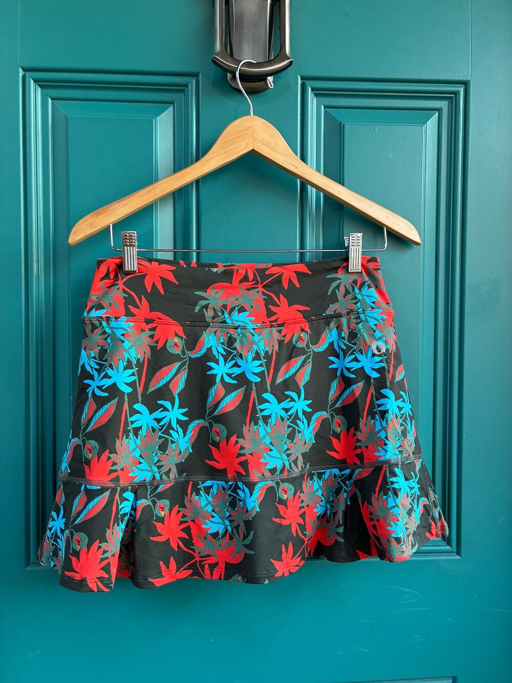Dona Jo Skort Activewear Compression Floral Palms Abstract Tennis Pickleball L